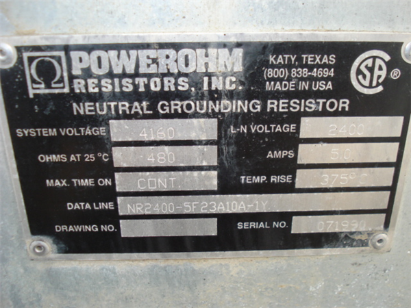 Powerohm Neutral Grounding Resistor)